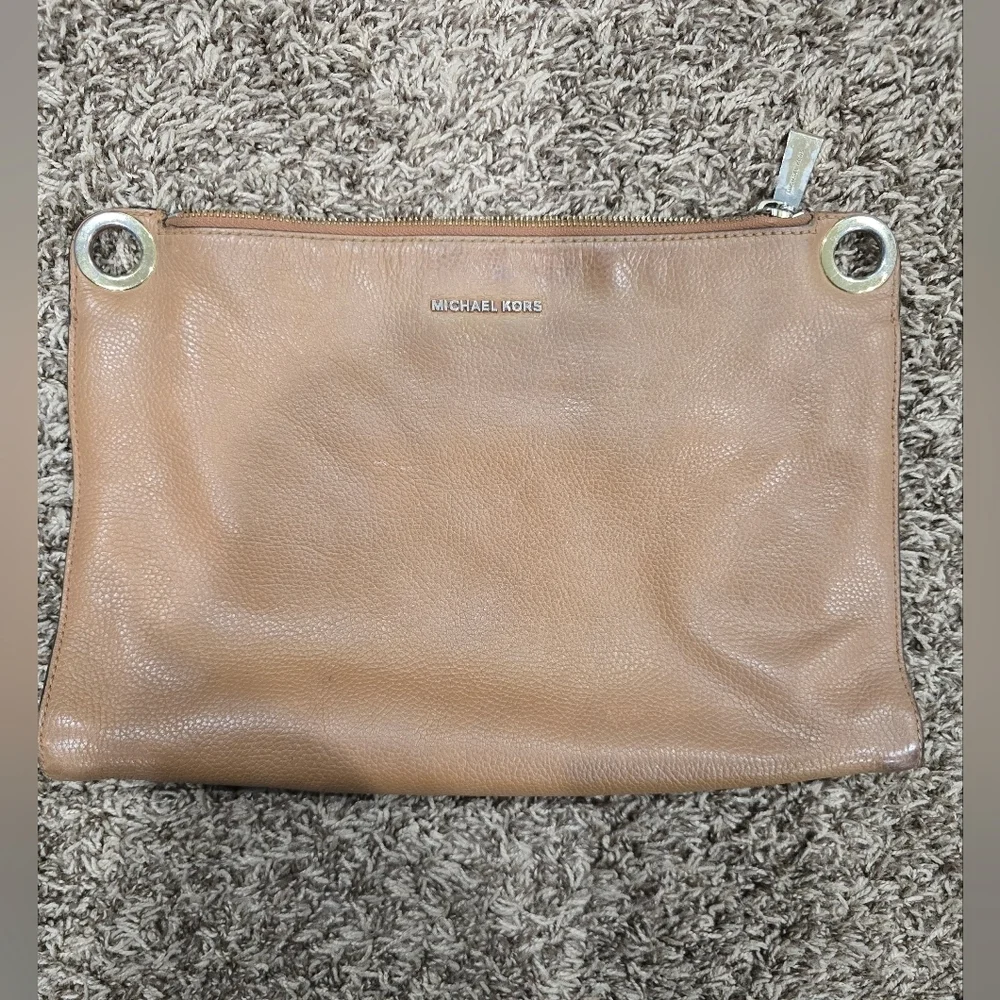 Michael Kors Bond Large Leather Satchel /Clutch in Acorn